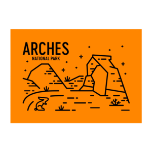 Arches National Park Orange Doodle Postcard Fell